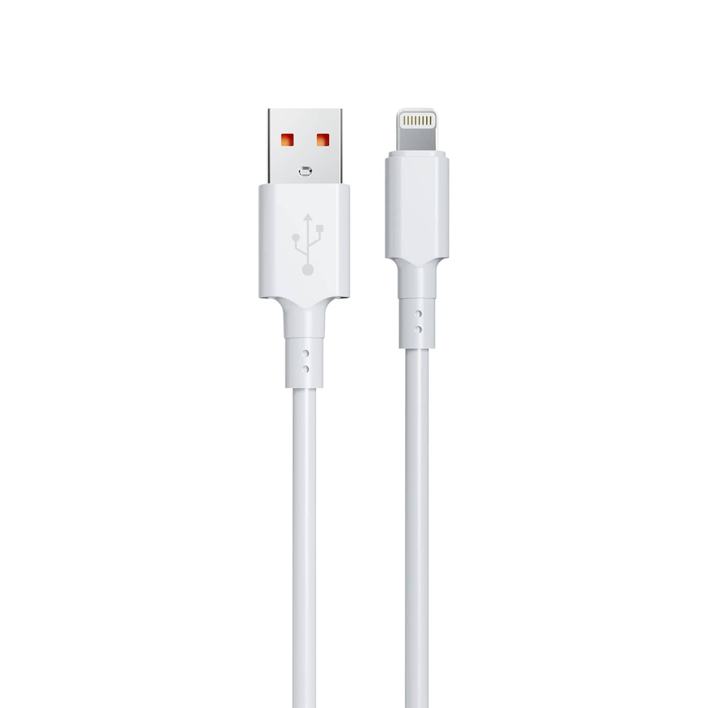 Un câble de charge et synchronisation blanc avec un connecteur USB-A et un connecteur Lightning. — vue 2