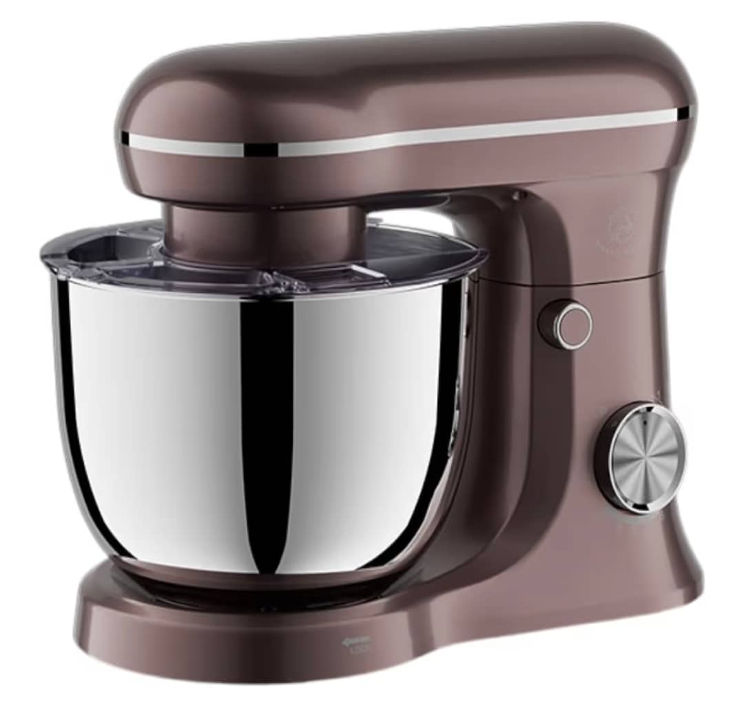 Robot pâtissier Royal Swiss 5L avec bol en acier inoxydable, disponible en finition blanche rétro ou marron espresso. — vue 2