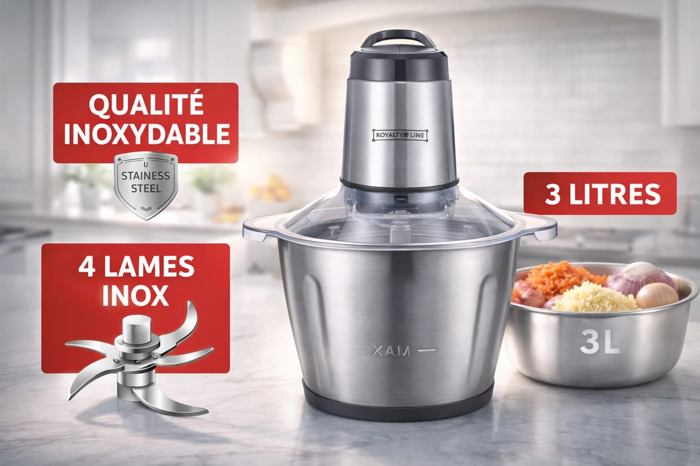 Royalty Line Hachoir électrique multifonction 3L