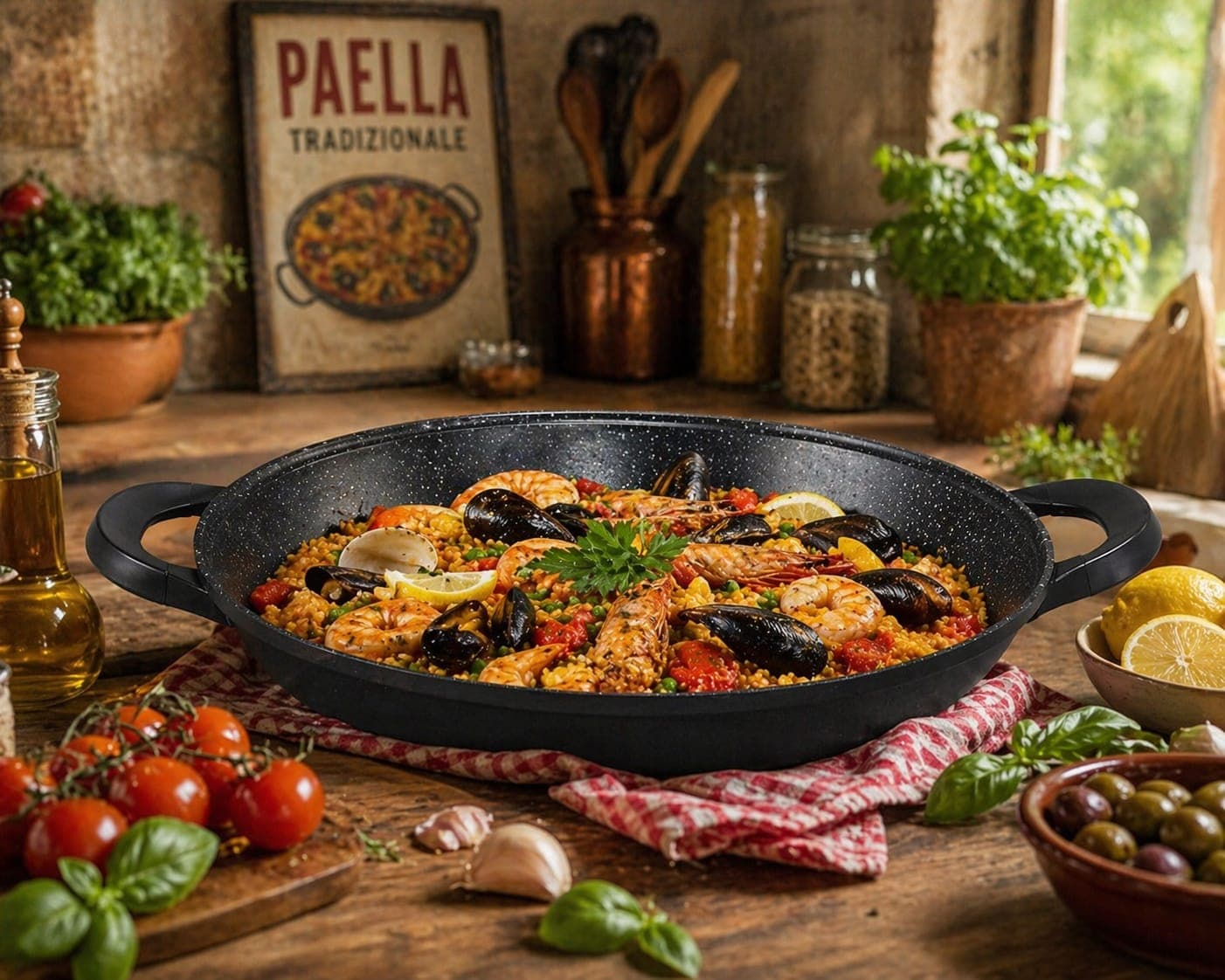 Hytava Edit Poêle à paella antiadhésive effet granit