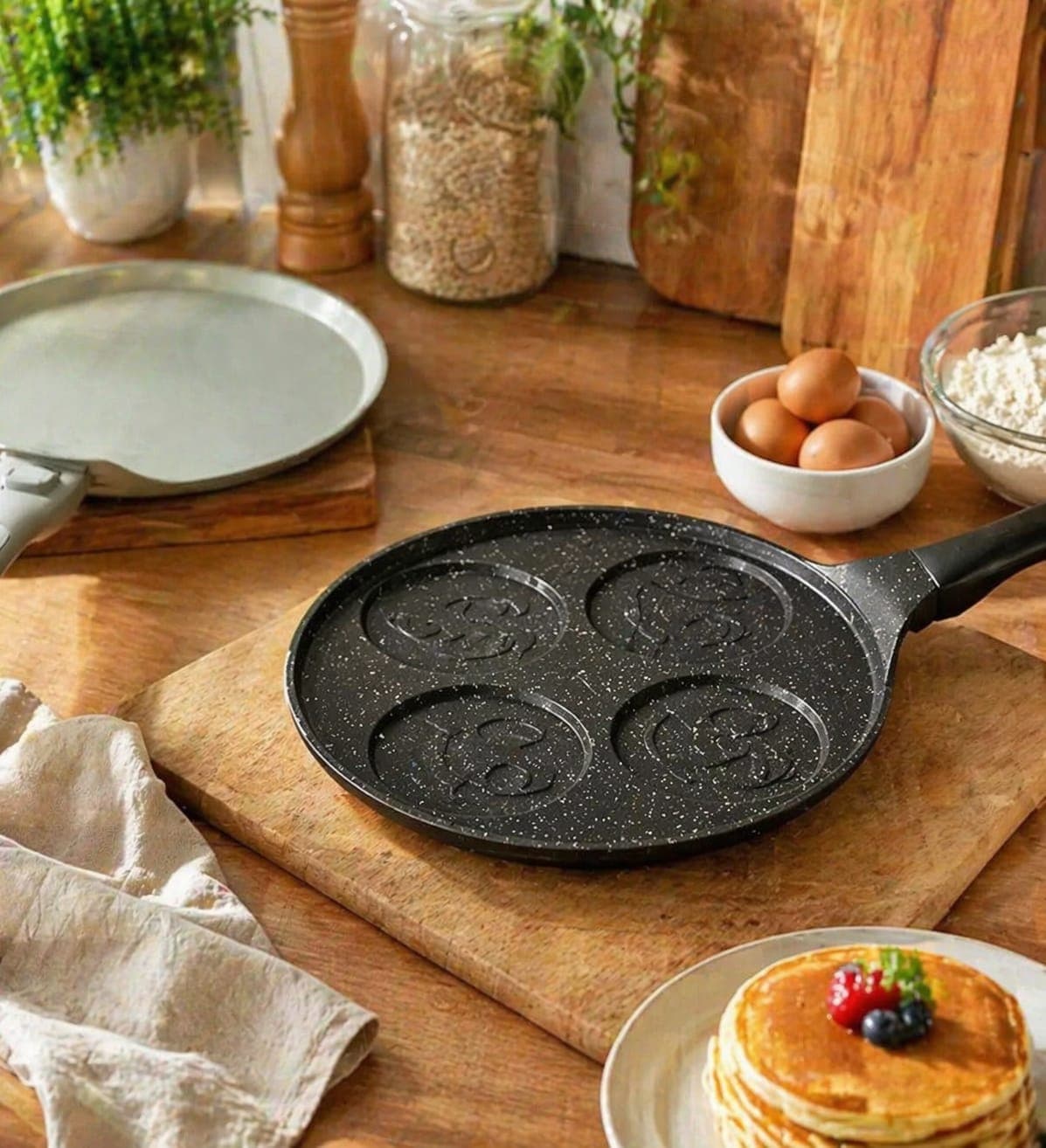 Hytava Edit Poêle à pancakes avec 4 moules à motifs